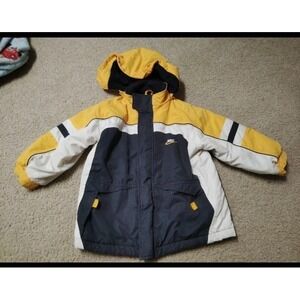 Vintage Nike Silver Tab Heavy Jacket Boys Size 4T Navy Yellow Removable Hood